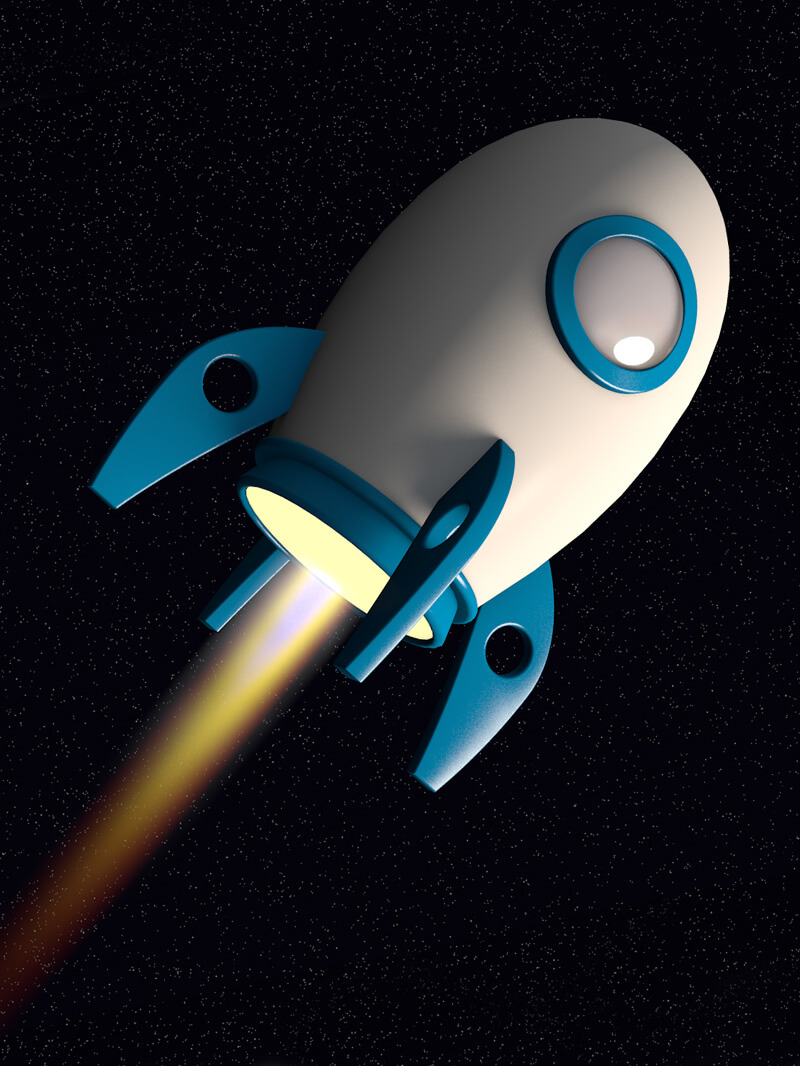 Cinema 4D 3D Model Rocket Ship Cartoon